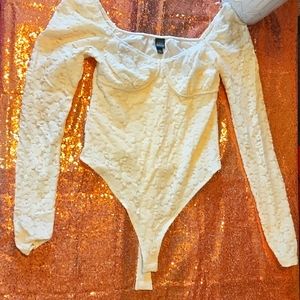 Cream Flower Body Suit